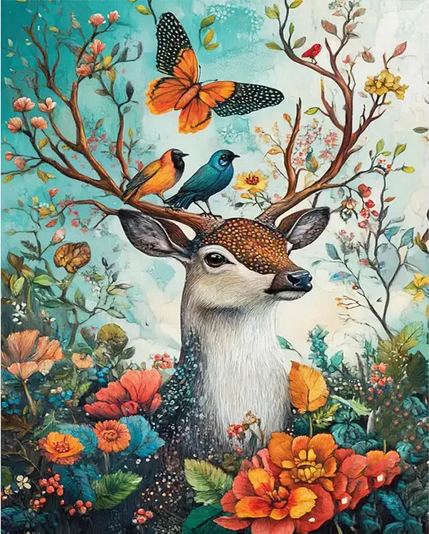 Paint by Numbers Kit Deer And Birds