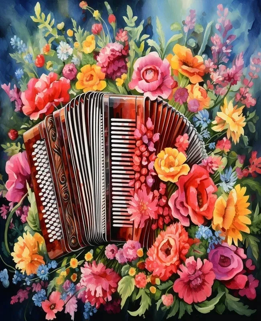 Paint by Numbers Kit Flowers And Accordion