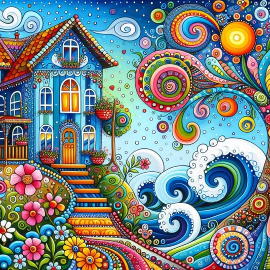 Paint by Numbers Kit Abstract Colorful House