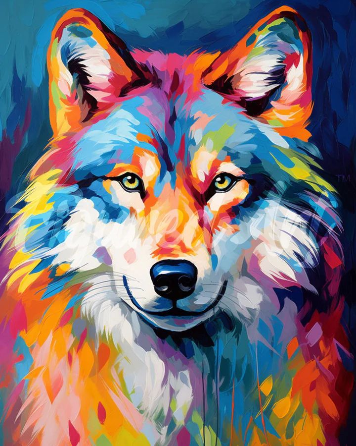 Paint by Numbers Kit Colored Wolf