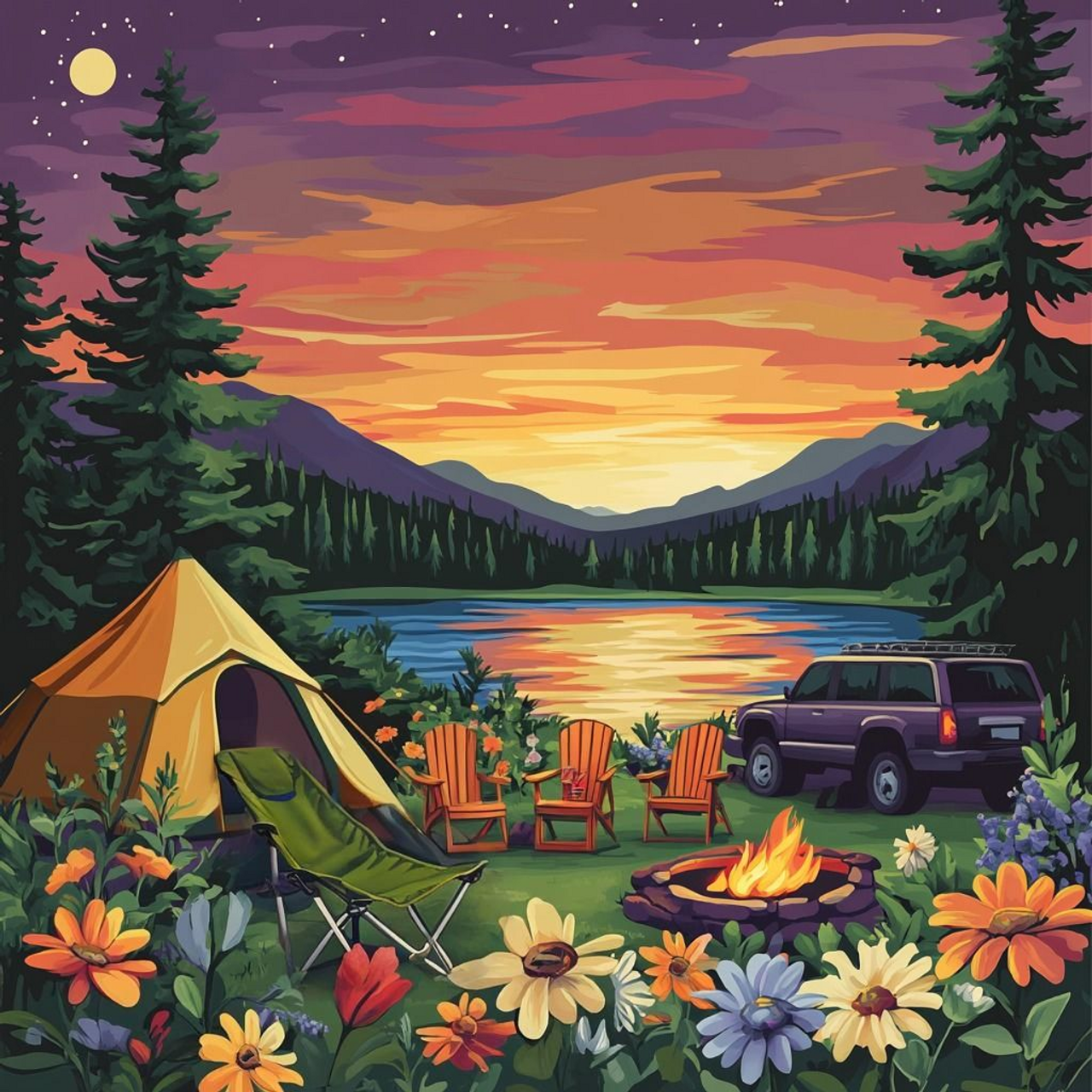 Paint by Numbers Kit Camping Life