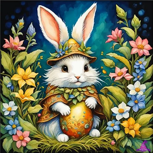 Paint by Numbers Kit Rabbit Holding Easter Eggs