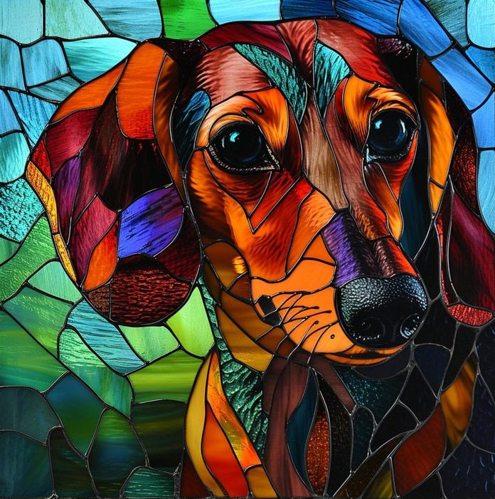 Paint by Numbers Kit Stained Glass Style Dog