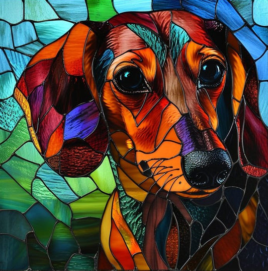 Paint by Numbers Kit Stained Glass Style Dog