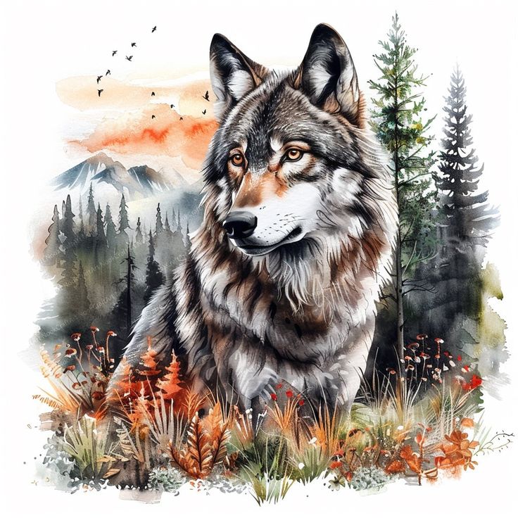 Paint by Numbers Kit Wolves Of The Forest