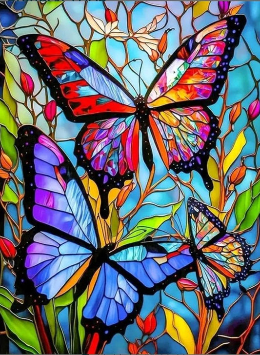 Paint by Numbers Kit Stained Glass Style Butterfly