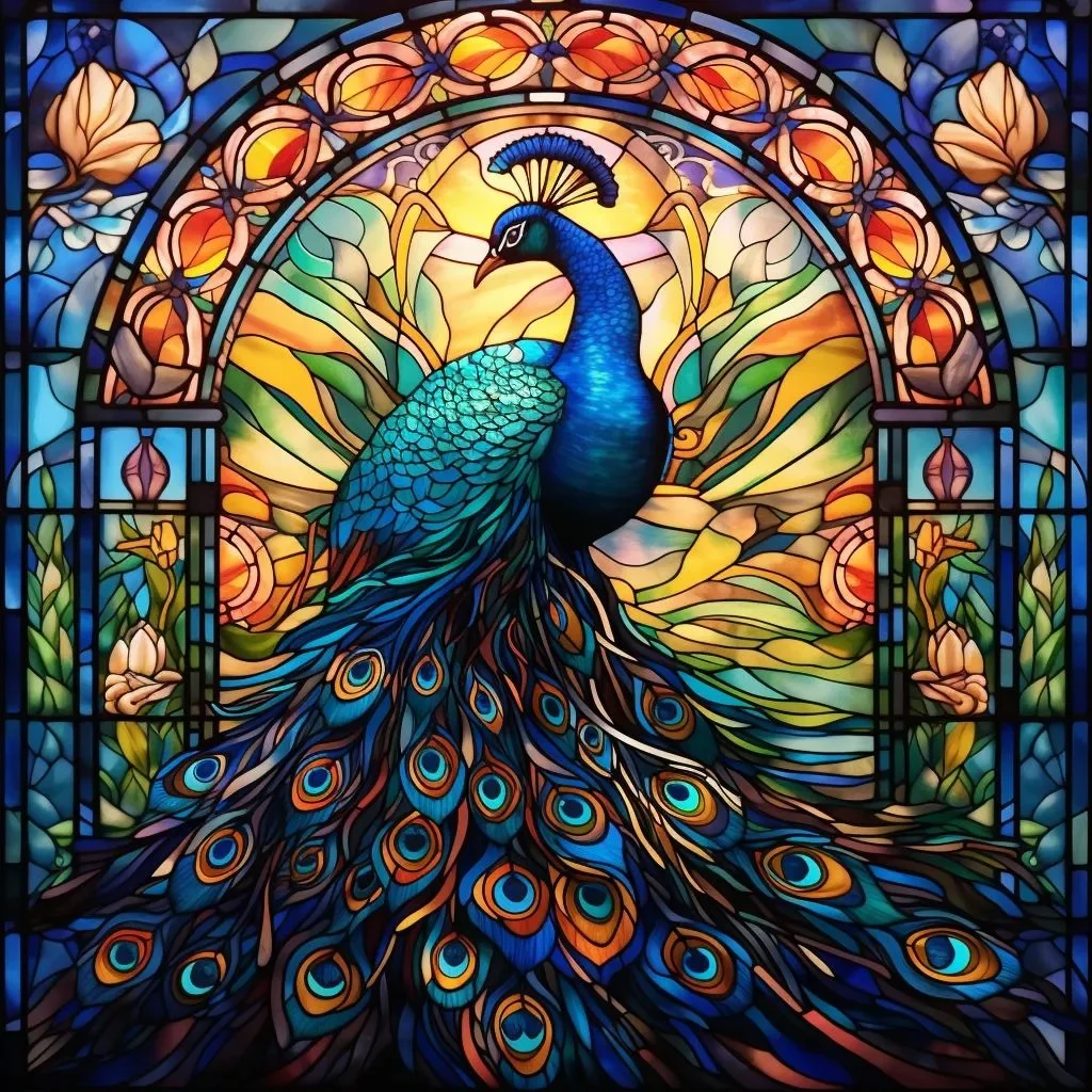 Paint by Numbers Kit Stained Glass Style Peacock