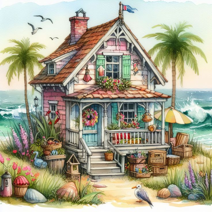 Paint by Numbers Kit Seaside House