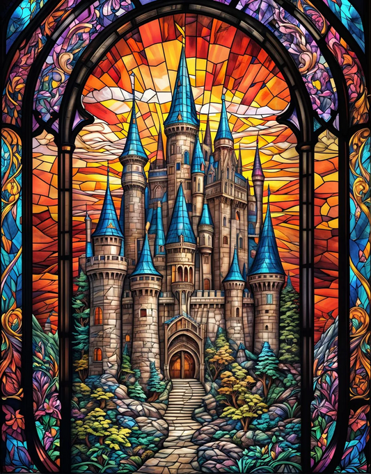 Paint by Numbers Kit Stained Glass Castle