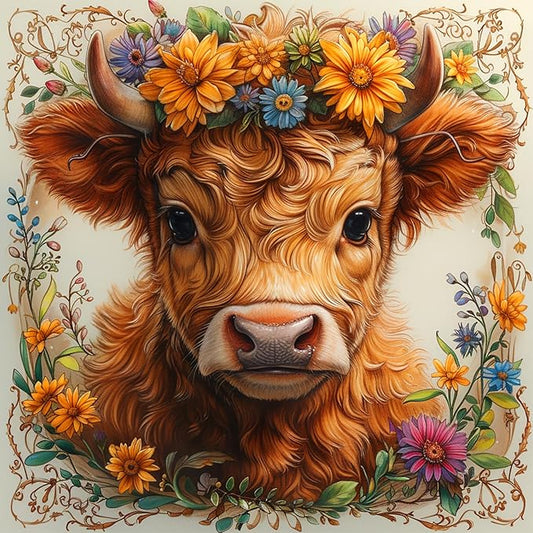 Paint by Numbers Kit Yak In Flowers