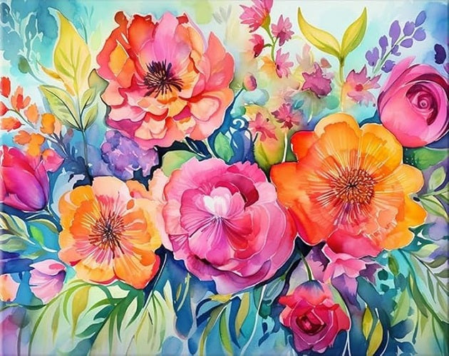 Paint by Numbers Kit Colored Flowers