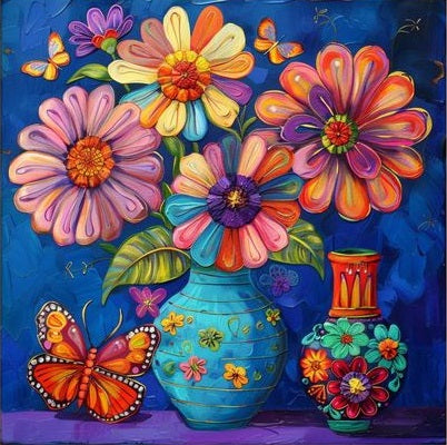 Paint by Numbers Kit Colored Flowers