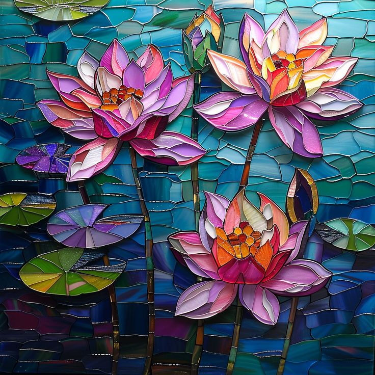 Paint by Numbers Kit Stained Glass Style Lotus