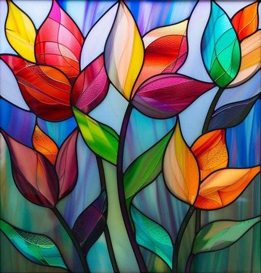 Paint by Numbers Kit Colored Flowers