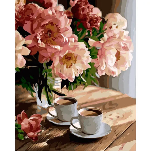 Paint by Numbers Kit Flowers And Coffee