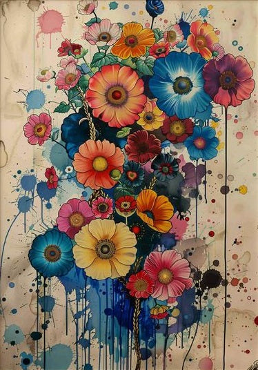 Paint by Numbers Kit Colored Flowers