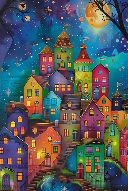 Paint by Numbers Kit Dreamy Colorful Town