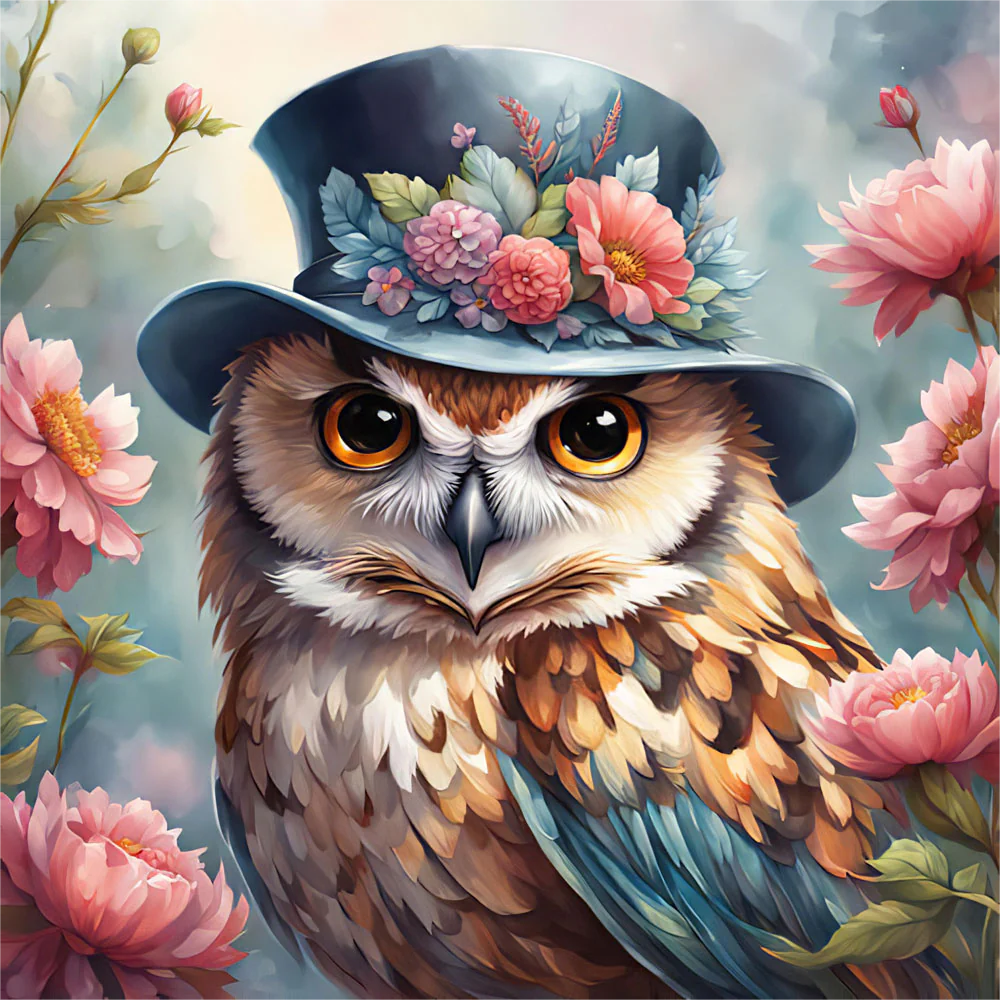 Paint by Numbers Kit Owl In Flowers