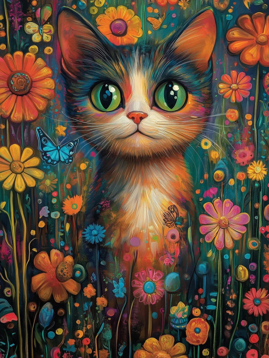 Paint by Numbers Kit Cat In The Flowers