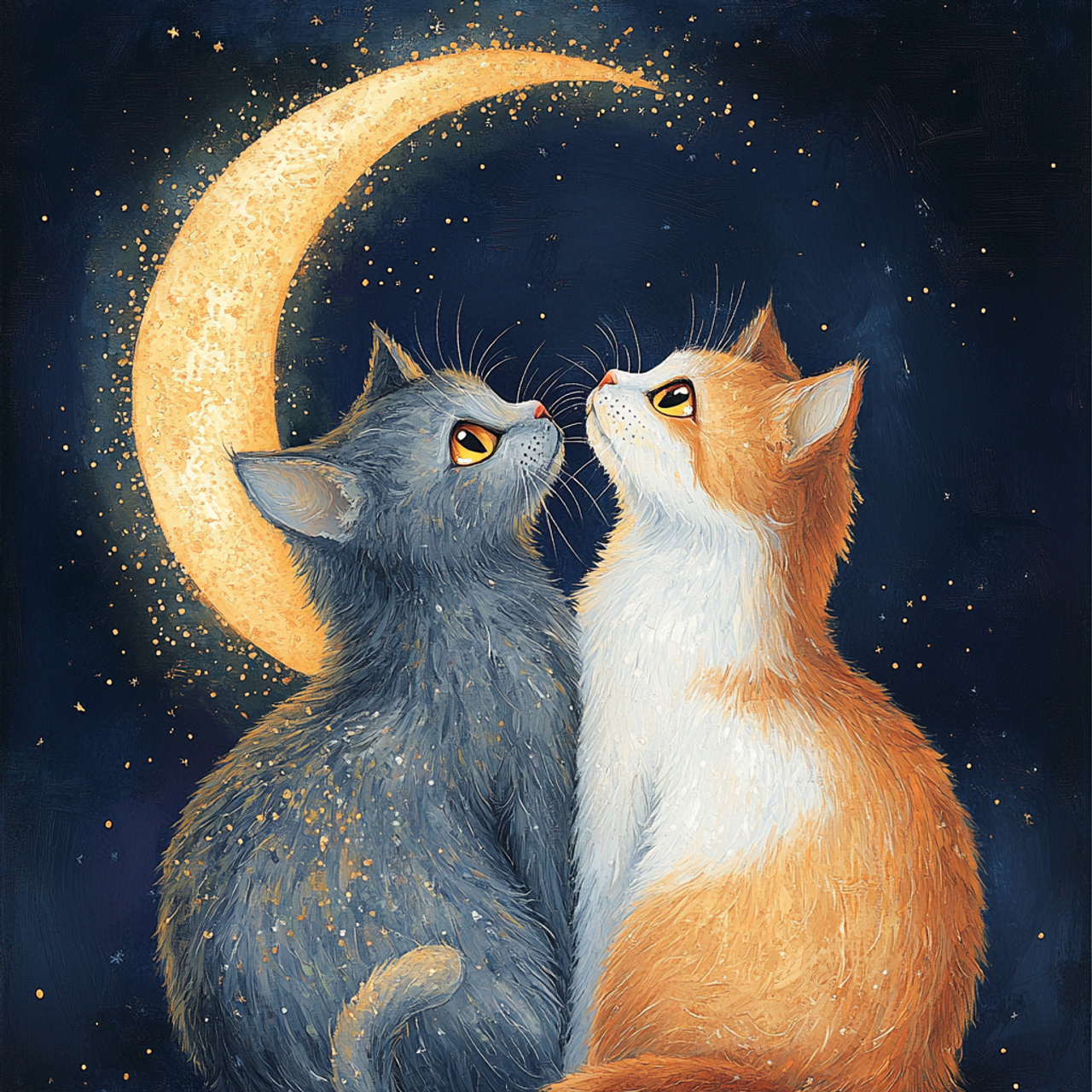 Paint by Numbers Kit Cats Under The Moon