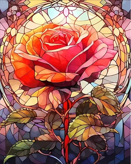 Paint by Numbers Kit Stained Glass Roses