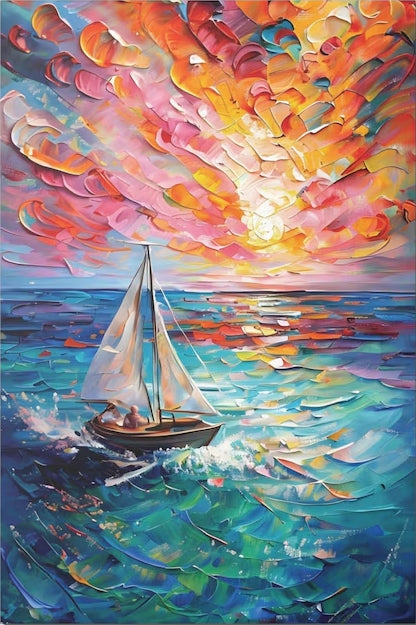 Paint by Numbers Kit Abstract Sailboat