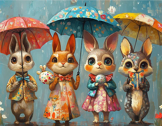 Paint by Numbers Kit Cute Rabbits