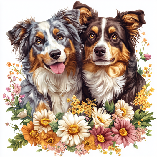 Paint by Numbers Kit Dogs In Flowers