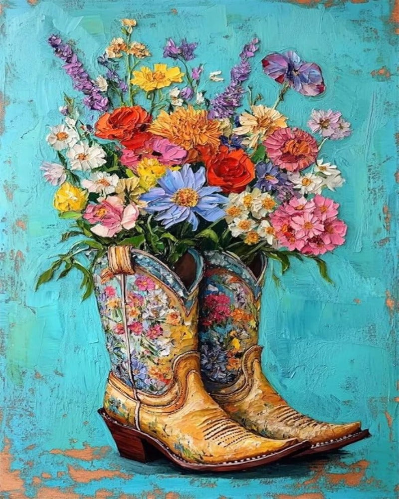 Paint by Numbers Kit Flowers in Shoes