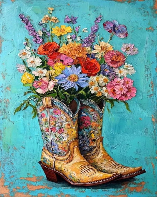Paint by Numbers Kit Flowers in Shoes