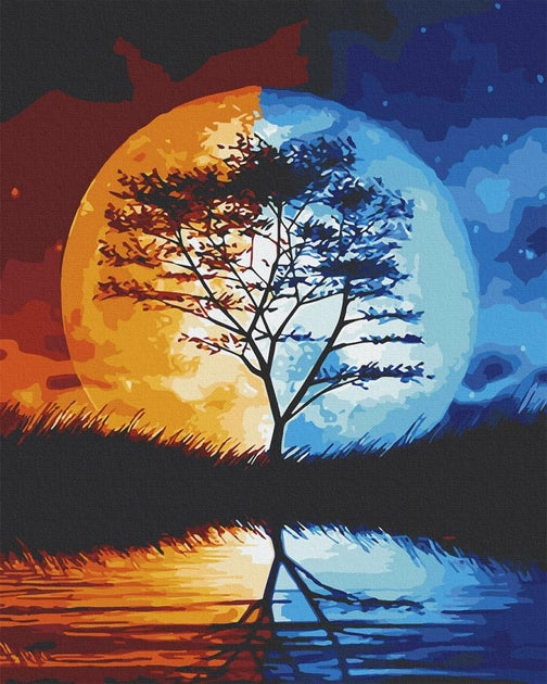 Paint by Numbers Kit Abstract Day And Night Tree