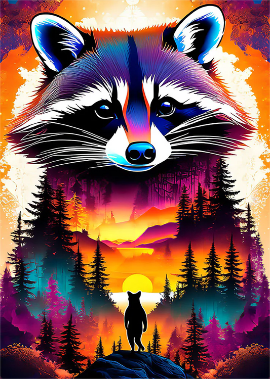 Paint by Numbers Kit Abstract Raccoon