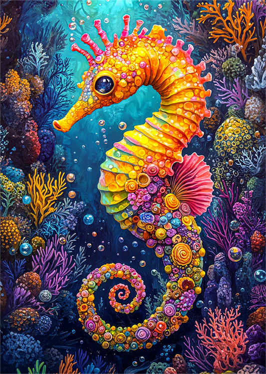 Paint by Numbers Kit Colored Seahorse