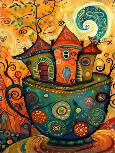 Paint by Numbers Kit Fantasy Coffee Cup