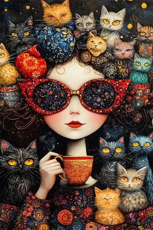 Paint by Numbers Kit Girl and Cats