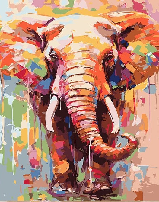 Paint by Numbers Kit Rainbow Elephant