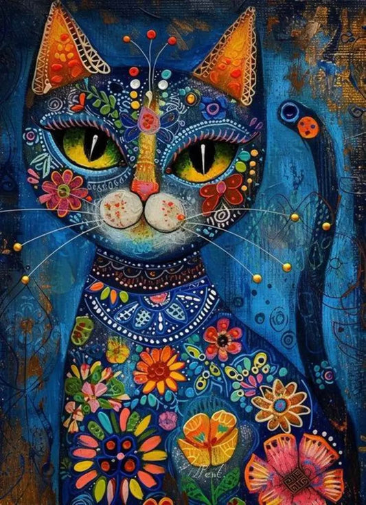 Paint by Numbers Kit Abstract Colorful Cat