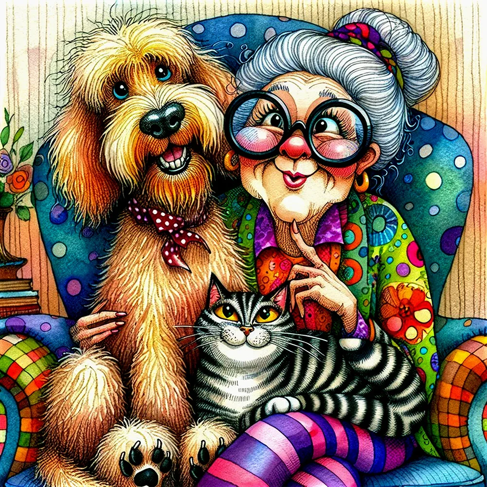 Paint by Numbers Kit Grandma And Dog