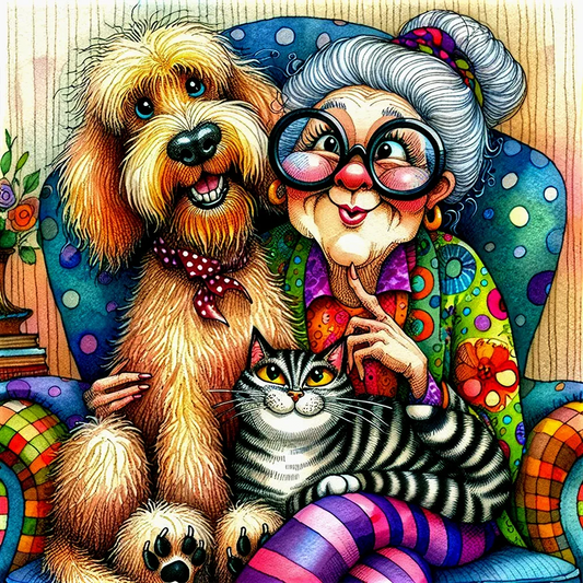 Paint by Numbers Kit Grandma And Dog