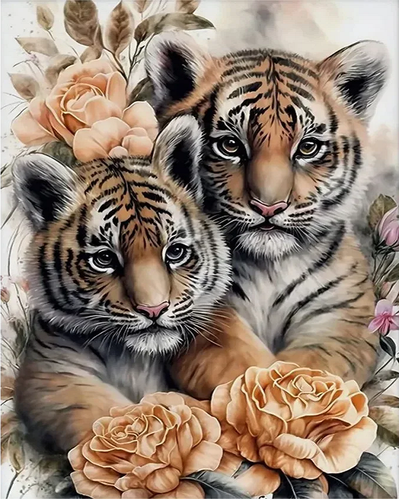 Paint by Numbers Kit Tiger In The Flowers