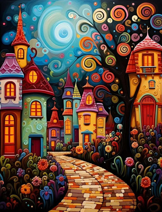 Paint by Numbers Kit Fantasy Town
