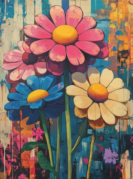 Paint by Numbers Kit Colored Flowers