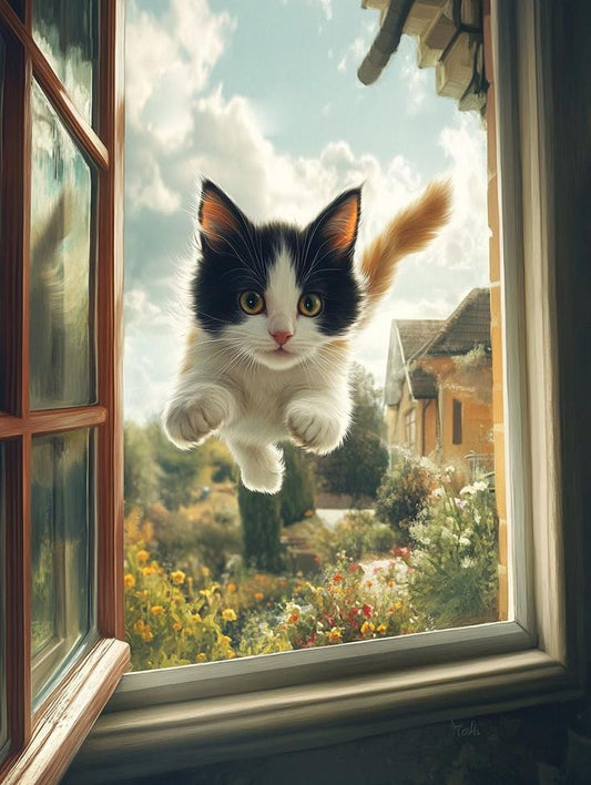 Paint by Numbers Kit Jumping Cat