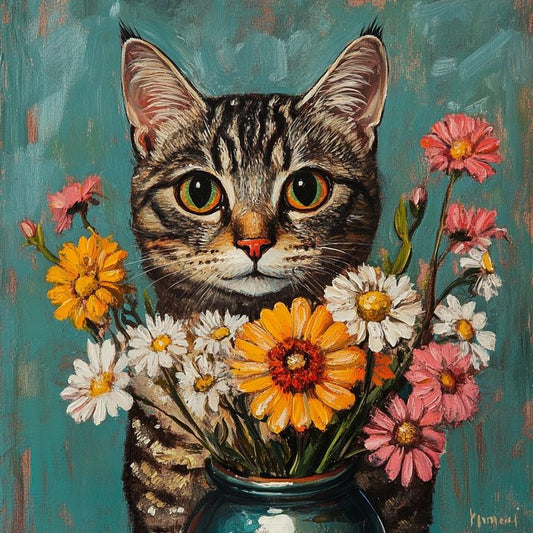 Paint by Numbers Kit Flowers and Cats