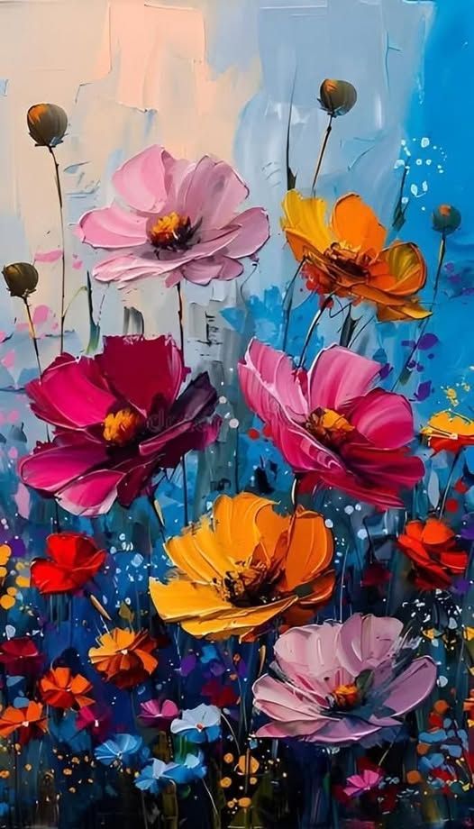 Paint by Numbers Kit Colored Flowers
