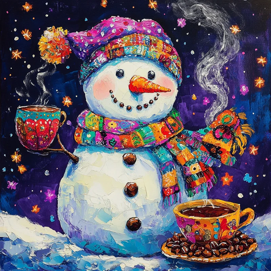Paint by Numbers Kit Snowman Drinking Coffee