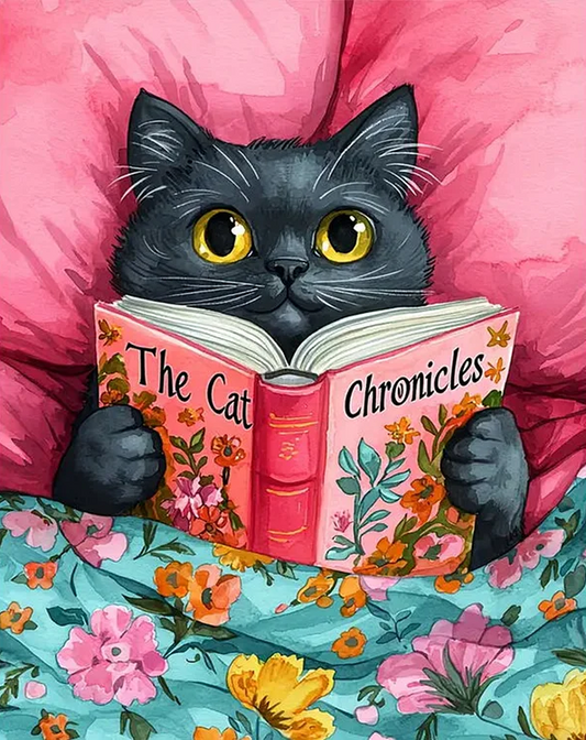 Paint by Numbers Kits Cat Reading A Book