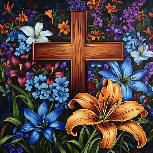 Paint by Numbers Kit Crosses in the Flowers