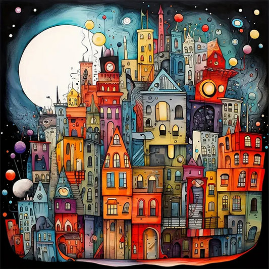 Paint by Numbers Kit Colorful Town