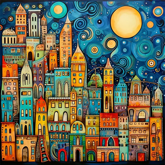 Paint by Numbers Kit Abstract Colorful Town